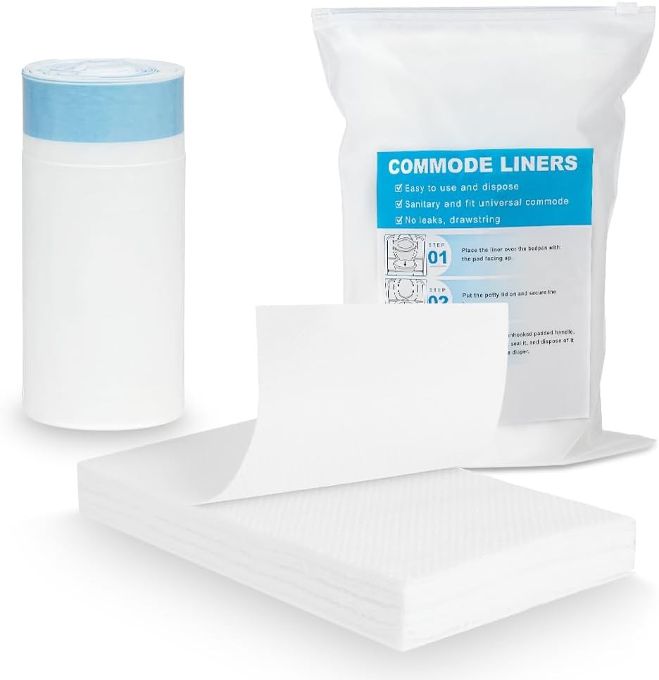 ACWOO 20 Pack Commode Liners with Absorbent Pads, Super Absorbent Disposable Co