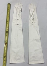 1950's white Long Opera Elbow Gloves W Buttons Cotton?