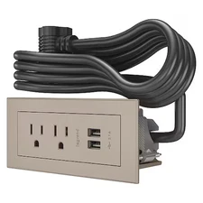 Legrand Rdzni Outlet Strip, Usb, 2 Nema 5-15P, 5-15P, 6 Ft., Nickel