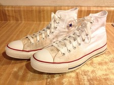 Converse Mens 10M Classic All Star White Canvas High Top Lace Up Sneakers