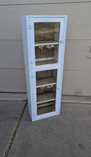 Antique Rustic Primitive Shabby Chic Painted Pie Safe Cabinet Shelf Glass Doors