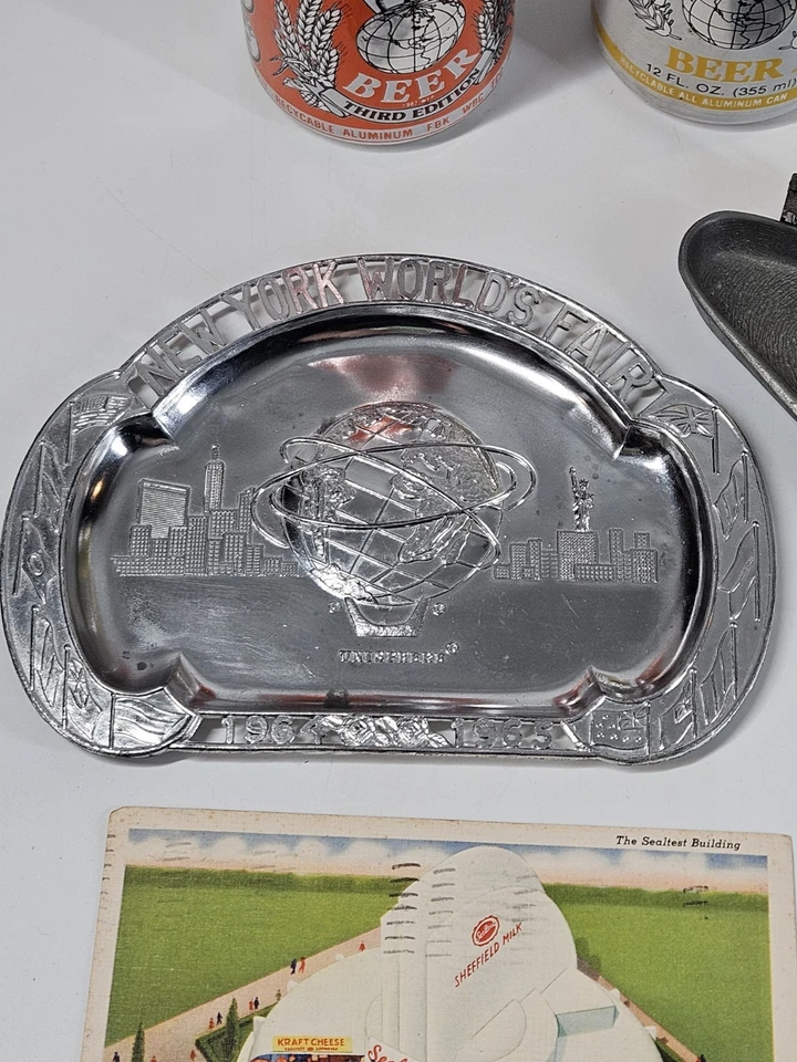 World's Fair Lot NY 1964-1965 1939 1982 Bundle- Postcard Ashtrays Cans & Map - Image 3 of 4