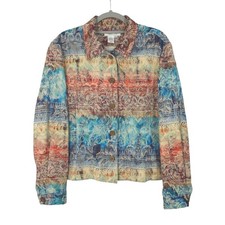 Coldwater Creek Jacquard Tapestry Button Jacket Womens XL Multicolor Artsy Boho