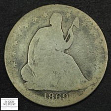 1869 S Seated Liberty Silver Half Dollar 50C
