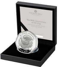 The 80th Anniversary of VE Day 2025 UK 50p Silver Proof Piedfort Coin