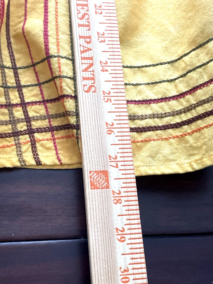 Falda Willi Smith Talla 12 Acampanada Mezcla de Lino Terrosa Otoño Otoño Amarillo Bordado Foto 3 de 4