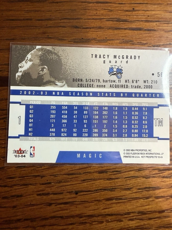 2003-04 Hoops Hot Prospects - Tracy McGrady #56 Orlando Magic - Image 2 of 2