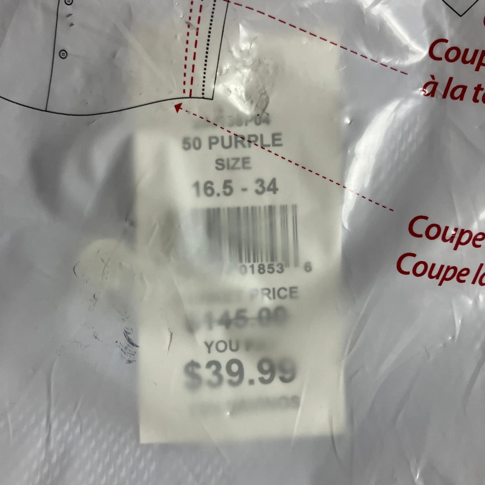 Saks Fifth Avenue Men's Classic Fit Dress Shirt Size 16 1/2 34-35 Purple NWT - Image 3 of 4