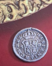 Silver Colonial Spain  1/2 Real Coin  Carolus III 1780 1.4 Grams