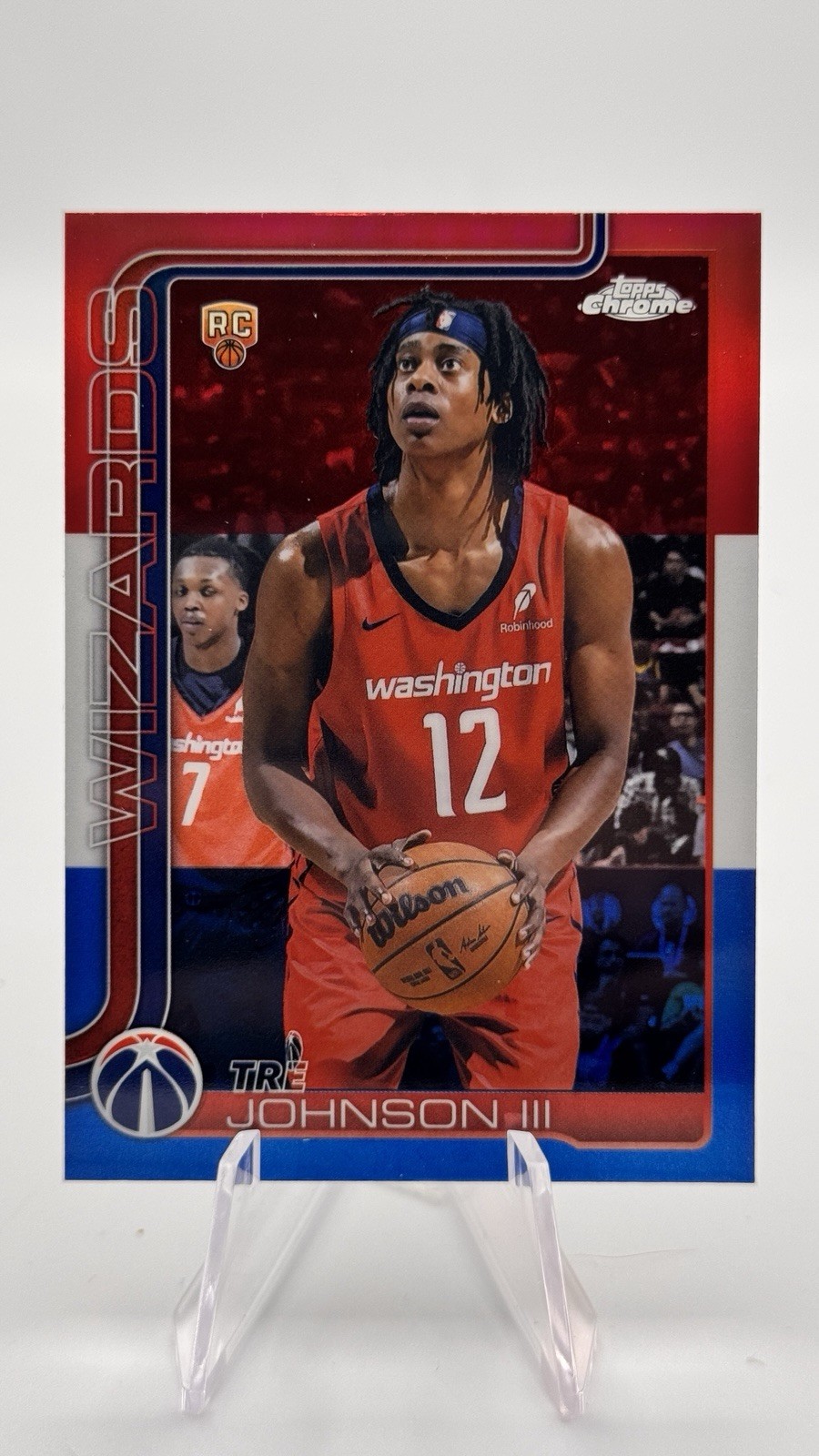 2025-26 Topps Chrome - Tre Johnson III #256 Red White & Blue Refractor (RC)