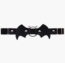 Gothic Bat Wing Cat Ear Thigh Garter Black Faux Leather Punk Leg Harness