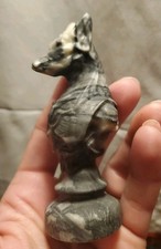 Carved Fossil Stone Egyptian Anubis Crystal Figure