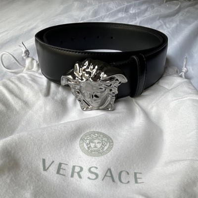 Versace Medusa Head Black Leather Buckle Belt Size 85 | eBay