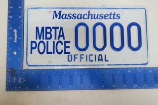 Massachusetts Sample License Plate Tag MBTA POLICE COP TROOPER OFFICIAL 0000 16L