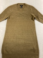 FOREVER 21 Womens S Brown Solid Knit Crew Neck Long Sleeve Midi Sweater Dress