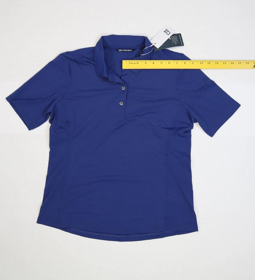 Camisa polo Cutter & Buck para mujer azul medio rendimiento golf elástica LCK00127 Foto 3 de 4
