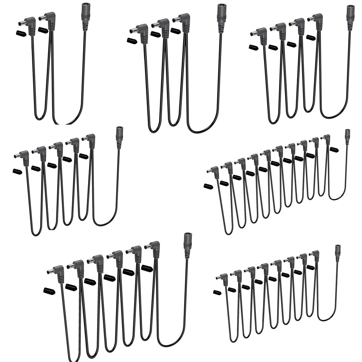 Câble Daisy Chain 5 Voies Angle Droit Pour Pédales Effets Guitare - Alimentation Multi-Pédales