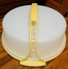 Tupperware Pie Cake Saver Keeper Taker Carrier-Harvest Gold-Handle Base Vtg 264