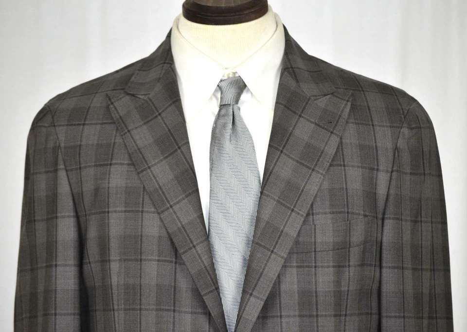 Nuevo Abrigo Chaqueta Brunello Cucinelli Pico Solapa Marrón Claro Glen Cuadros Delgado 40 R Foto 2 de 4