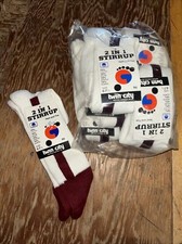 Lot Of 6 Adult Vintage Baseball Stirrup Socks Maroon/White USA MADE Sz 6-7.5 R6