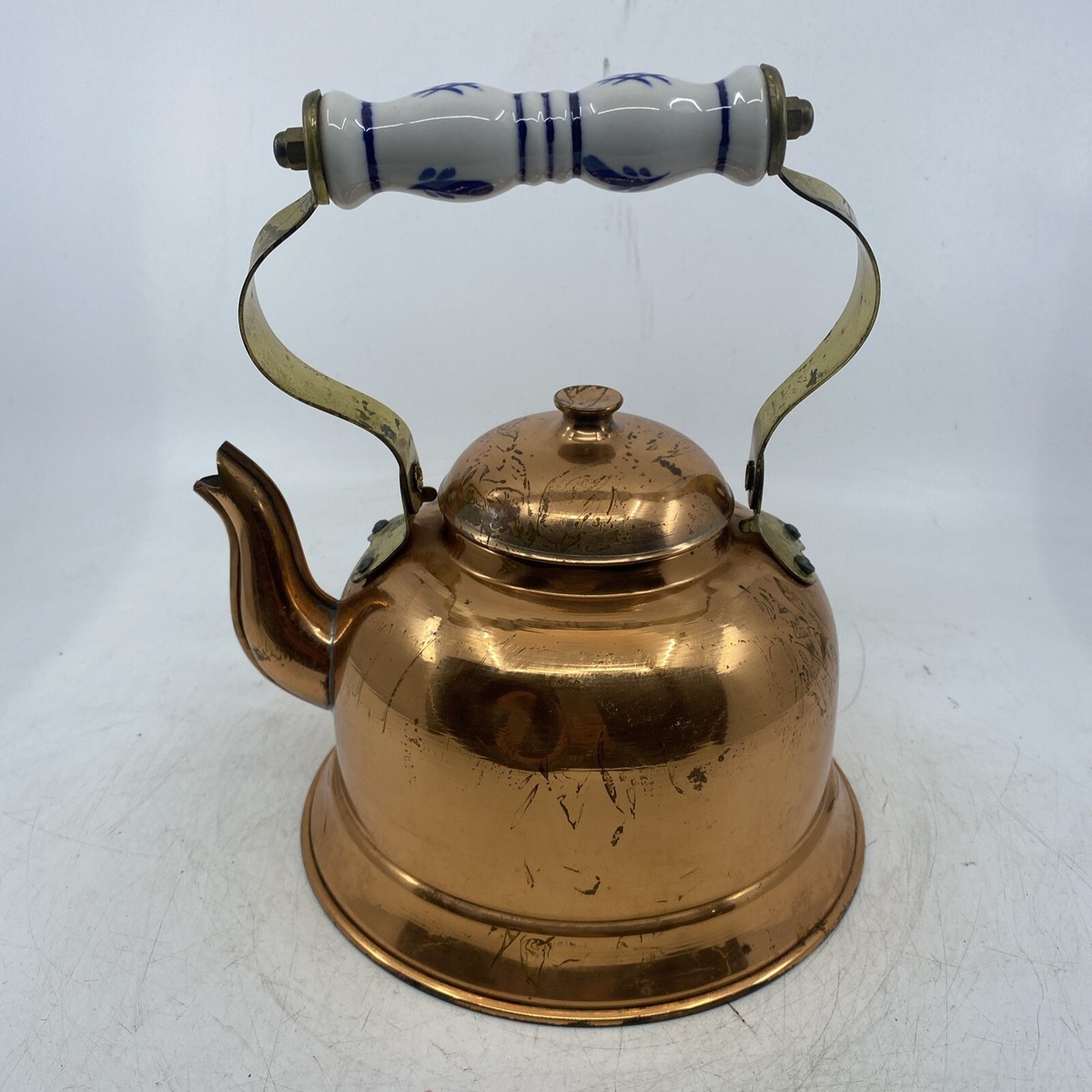 TAYEE Taiwan Solid Copper Kettle Bird Beak Spout Porcelain on Lid