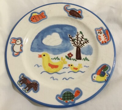 Made in Italy Ceramic Pottery Plate 8.5  Animals Ducks Cat Mouse Rabbit Fish 