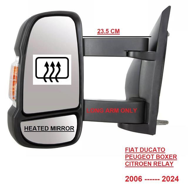 Fit Fiat Ducato Van 2006-2025 Electric Medium Arm Door Wing Mirror Pair Fit Fiat Ducato Van 2006-2025 Electric Medium Arm Door Wing Mirror Pair