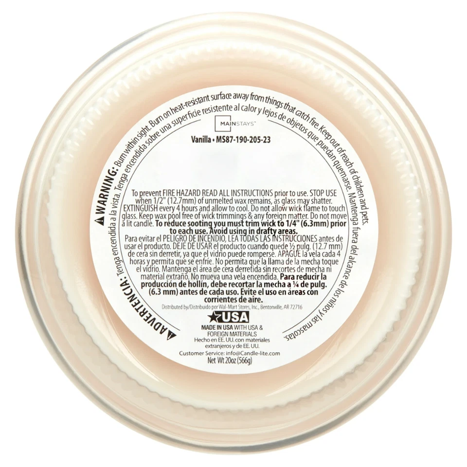 Vela de tarro de vidrio grande de mecha única perfumada con vainilla Mainstays, 20 oz, paquete de 2 Foto 4 de 4