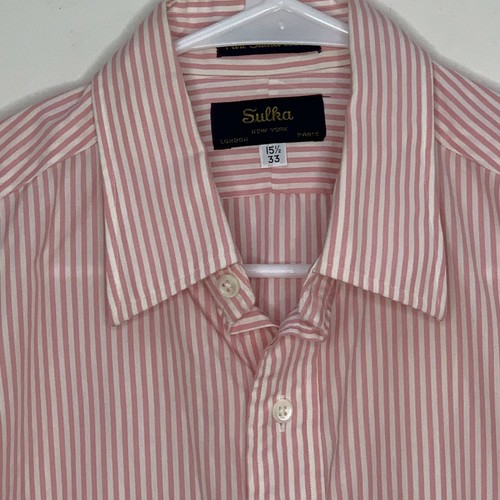 Sulka Mens Designer Shirt LS Pink White 