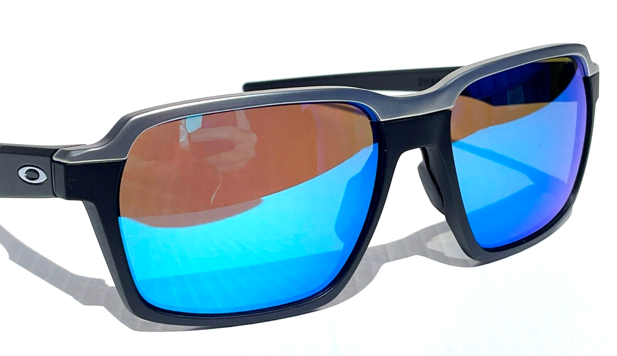 NEW Oakley PARLAY Matte Black POLARIZED Galaxy Blue Mirror NEW Oakley PARLAY Matte Black POLARIZED Galaxy Blue Mirror