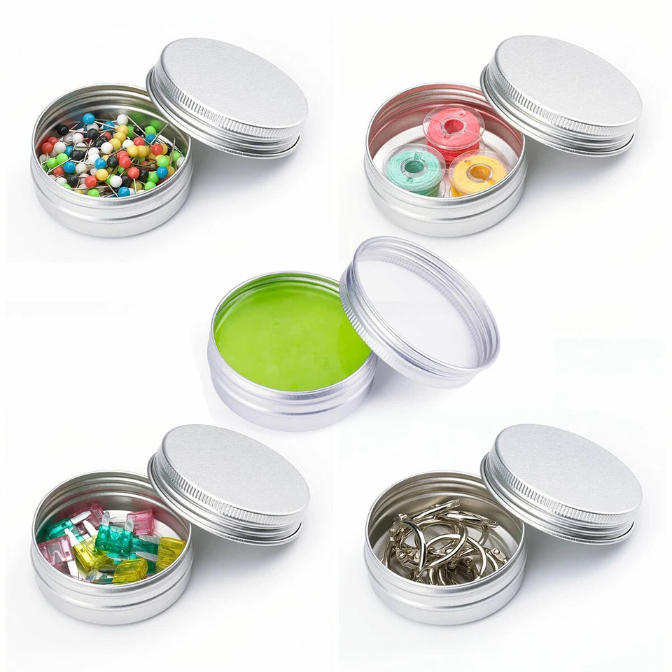 10pcs 30ml Mini Round Tin Can Boxes Screws Metal Case Balm Container w/Lids - Image 3 of 4