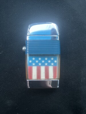 Vintage Mini Scripto VU Lighter American Flag 13 Colonies with Blue Band
