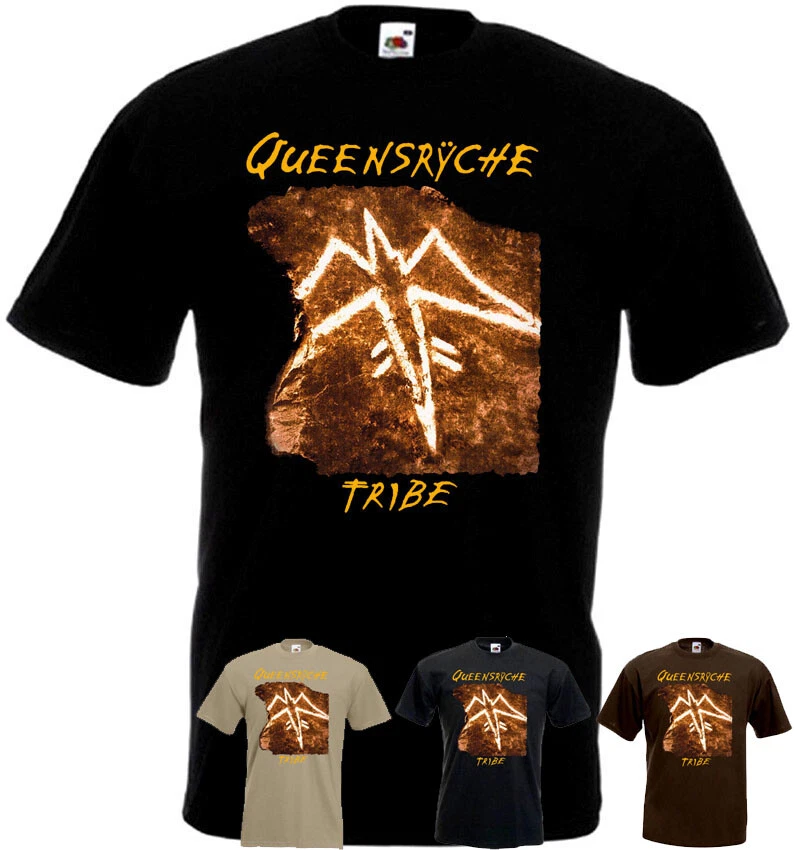Queensrÿche Tribe T shirt brown khaki graphite black heavy metal all sizes  S-5XL | eBay