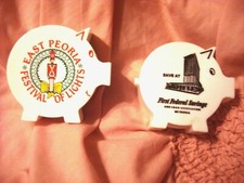 Vintage Peoria Illinois Pig Piggy Banks First Federal Savings & Festival Lights