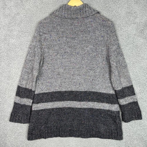 Talbots Cardigan Sweater Womens XL Gray Wool Blend Colorblock Cottagecore Button - Picture 8 of 11