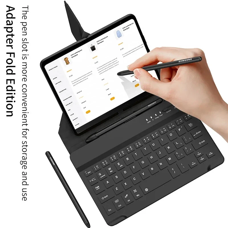 for Samsung Galaxy Z Fold 6 5 4 3 2 Portable bluetooth Keyboard Leather case Pen - Image 3 of 4