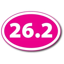26.2 Marathon Inverted Pink Oval Magnet Decal, 4x6 Inches, Automotive Magnet