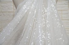 Sparkling Clear Sequins Tulle Lace Fabric for Evening Gown Prom Dress Wedding