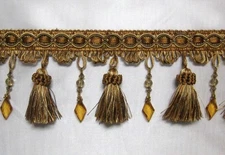 Beaded Tassel Fringe Trim ,sold by 5 yards, 0608 deep orange gold