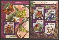 STA413 Djibouti 2016 MNH 2 Sheets High CV Fauna Butterflies