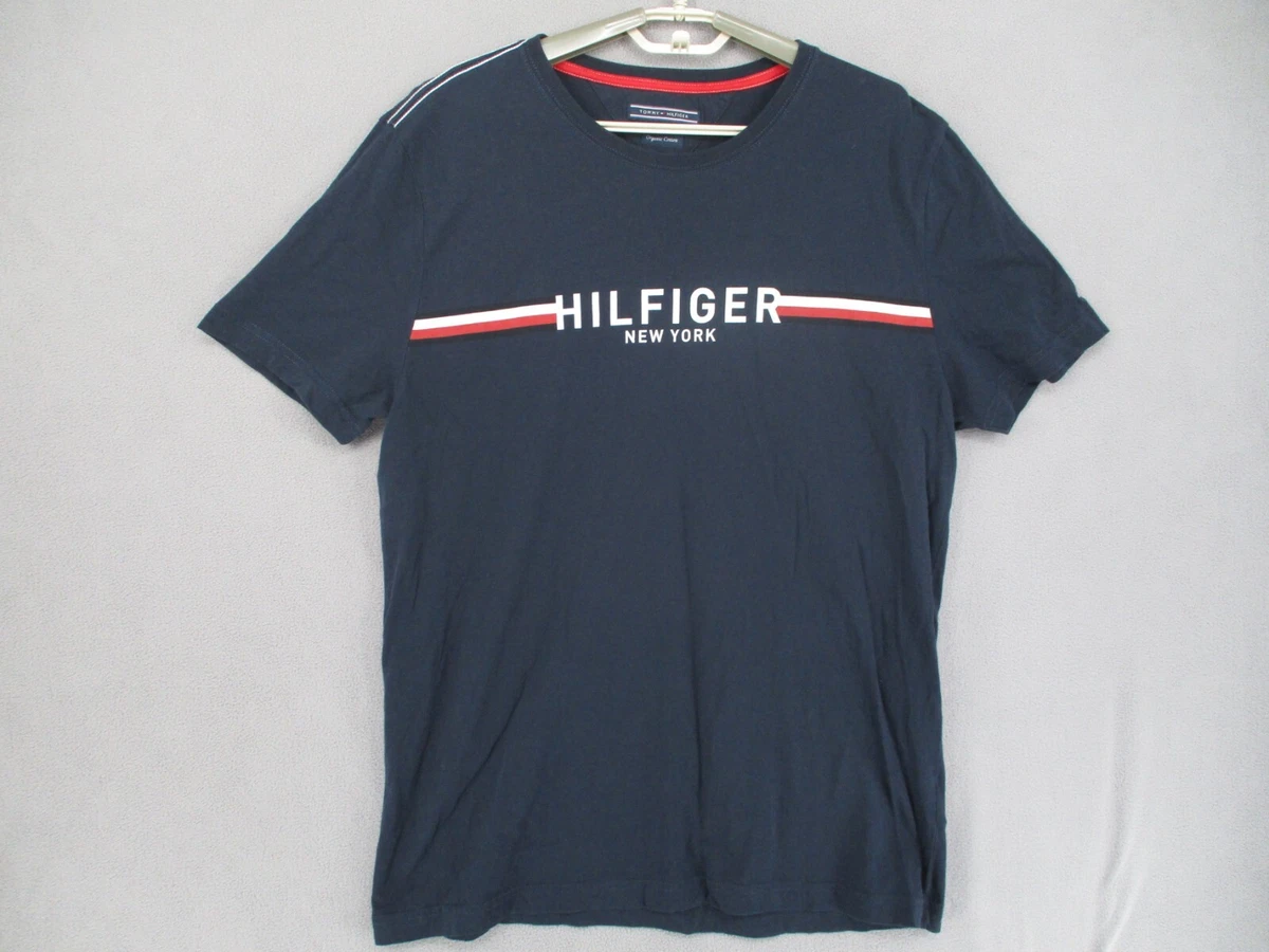 Tommy Hilfiger T Shirt Womens Extra Large Blue Logo Spell Out Basic Navy Top