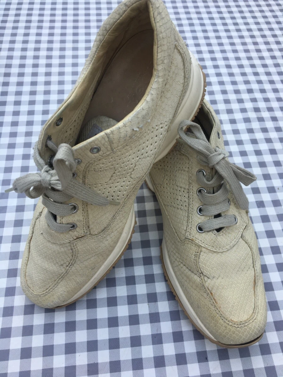HOGAN Shoes Size 39.5 EU Beige snake print tan soles VINTAGE RRP 490