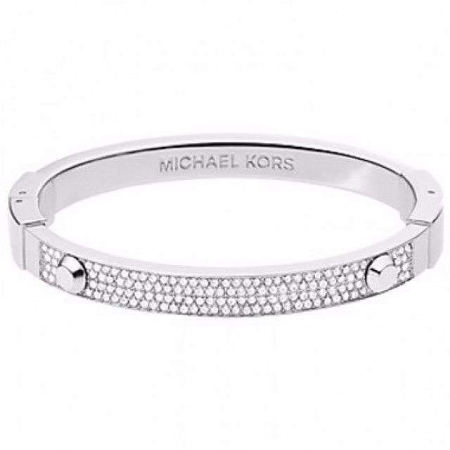 Michael Kors Silver Tone Heritage Pave Crystal Bangle