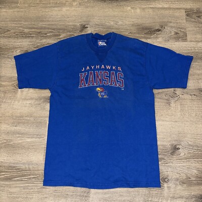Vintage Y2K Pro Player Kansas Jay Hawks KU Made In The USA T Shirt 