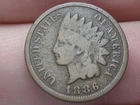 1886 Indian Head Cent Penny, Variety 2, Var 2, T2, Type 2, VG Details