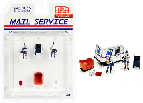 1/64 American Diorama USPS Mail Service 6 Pieces Diecast Model Set AD-76491