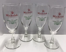 Michelob Draught stemmed glass  beer 9 ounce 1970s RARE Set of 4 Anheuser-Busch