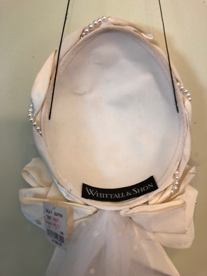 Whittall & Shon Ivory Sequins & Pearl Bridal Fascinator W/ Veil NWT Whittall & Shon Cream White Satin Lace Tulle Sequin  main image 4