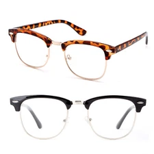 Classic Reading Glasses Half Frame 2 Pack Sleek Vintage Style Unisex Retro Reade