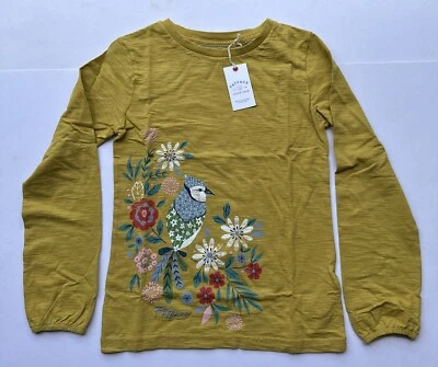 FAT FACE Fatface Girls Washed Yellow Bird Jersey Graphic T-shirt In Various Sizes *BNWT*